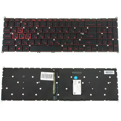 фото, Клавіатура для ноутбука ACER (AS: SP515-51) rus, black, без кадру, підсвічування клавіш (RED)