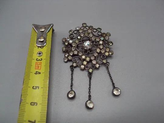 Купити Брошка с висюльками брошь цветок цветочек серебро 875 проба ссср вес 7,4 г 6,4х3,9 см №15566