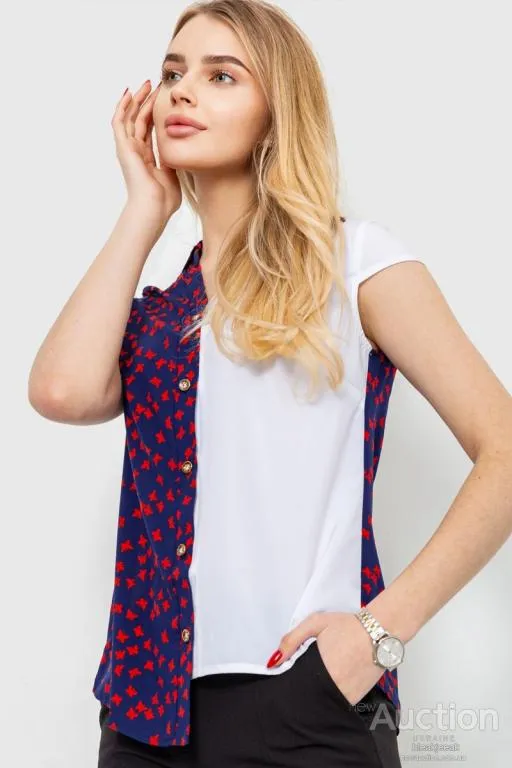 Блуза с принтом, цвет темно-синий, 230R99-11 З аукціону