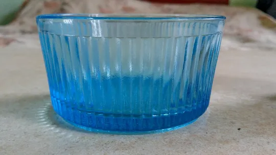 Ваза ємкість цукерниця стара радянська бірюзове блакитне кольорове скло Вживане Ф 12,1 см #3 Інтернет-аукціон