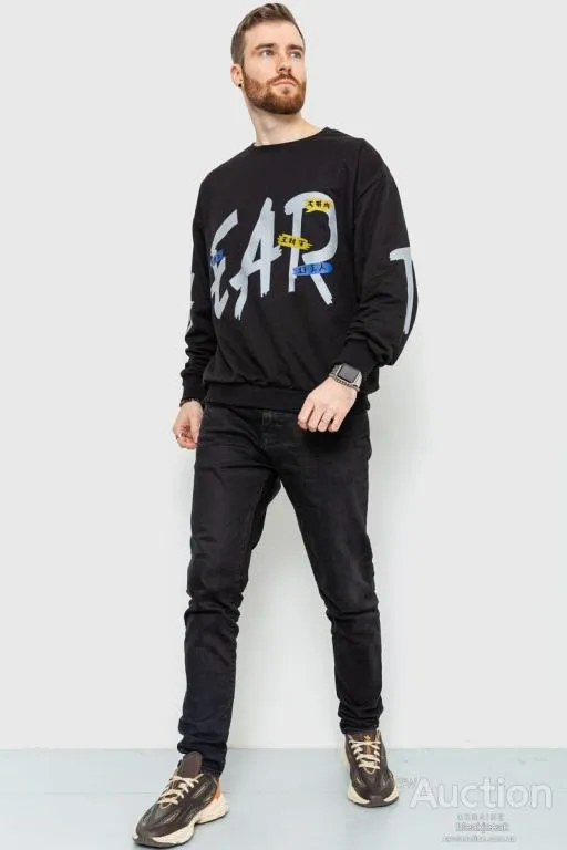 Купити Свитшот мужской с принтом, цвет черный, 208R0232