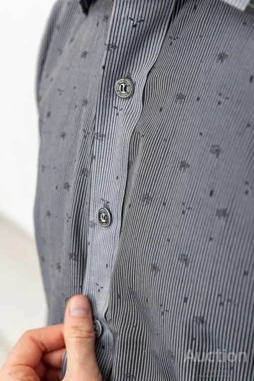 Рубашка мужская в полоску, цвет темно-серый, 131R140096 Де купити