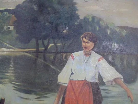 Картина на речке украинка с ведром копия Пимоненко 84,8 х 99,7 см холст, масло №36replicaОбращаем Ваше внимание, что предмет находиться в категории &quot;копии&quot; и не является оригиналом! Продаж