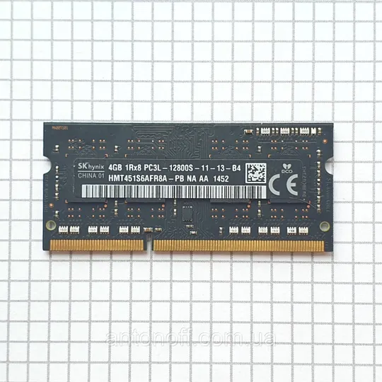 Модуль пам&#039;яті SK Hynix 4GB 1Rx8 PC3L-12800S (DDR3L) HMT451S6AFR8A-PB для ноутбука оригінал Ціна