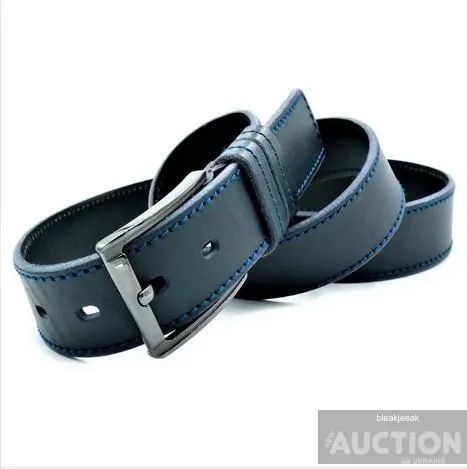 Шкіряний ремінь темно-синій 115, 120 см З аукціону
