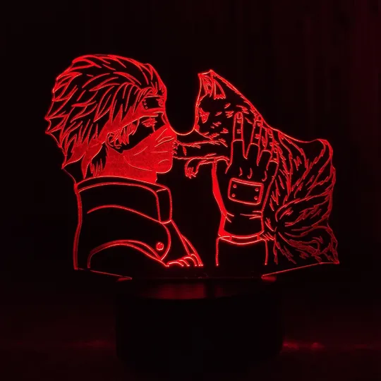 Акриловий світильник-нічник Какаши та Курама червоний tty-n000494 Ціна