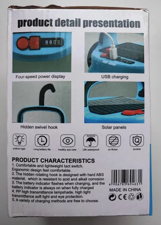 Акумуляторний ліхтар лампа із сонячною панеллю hurry bolt hb-v70 Продаж