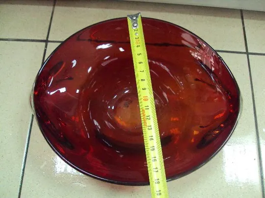 Конфетница фруктовница гутное стекло авторская ручная работа пресс-папье старая диаметр 18 см № 1271 З аукціону