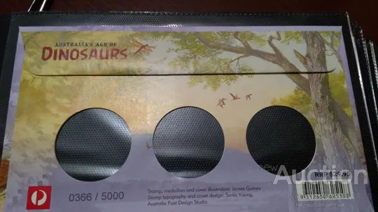 Австралия-Динозавры-2013. Спец Конверт с марками и медальонами. MNH. Продаж