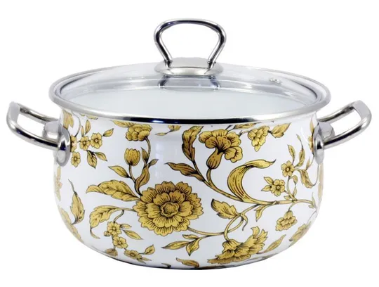 Кастрюля с крышкой Interos Золотое кружево 15170-22-00079821 5.1 л 22 см Ціна
