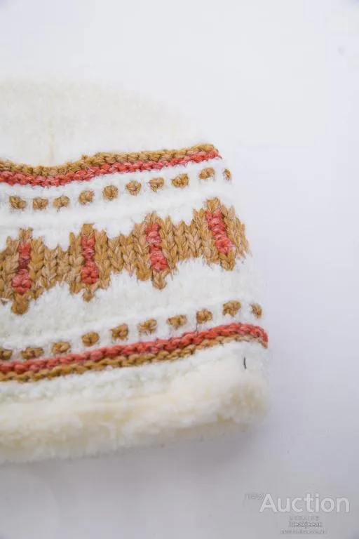 Детская шапка, молочно-бежевого цвета с узором, 167R7781 З аукціону