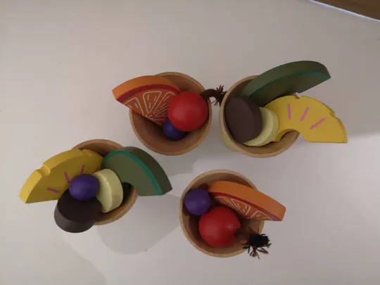 Дерев&#039;яні іграшки. Набір для морозива 4 предмета з фруктами (17) Продаж