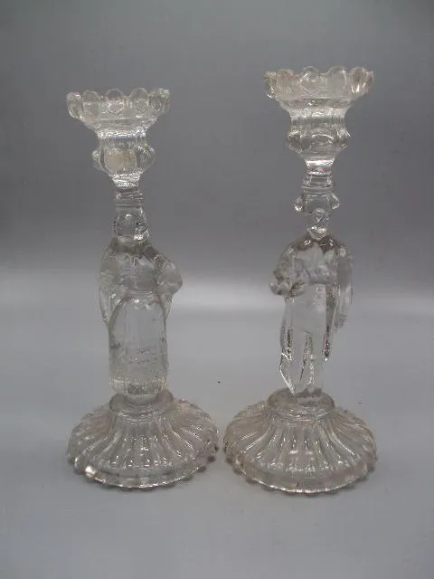 Подсвечники стекло пара Испания женщина и мужчина подсвечник девушка и кавалер лот 2 шт №14012 З аукціону