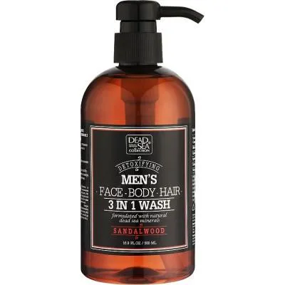 Гель для душа Dead Sea Collection Sandalwood мужской 3 в 1 для тела, волос и лица 500 мл (729011948 Ціна