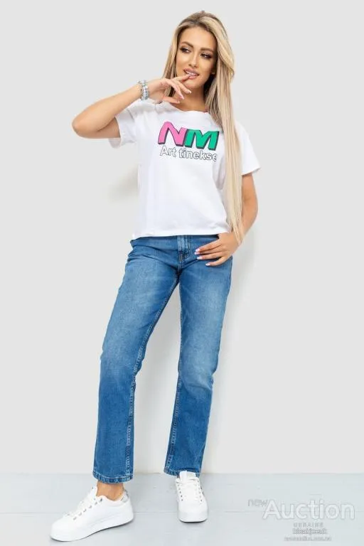 Купити Футболка женская с принтом, цвет белый, 221R3007-1