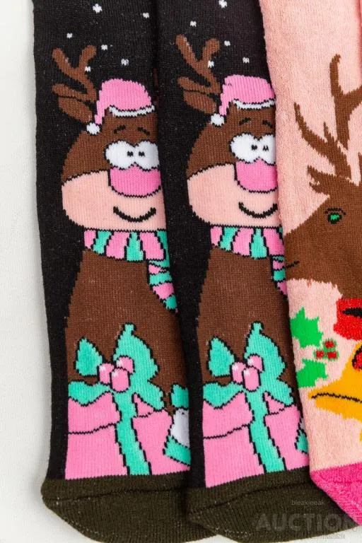 Комплект женских носков новогодних 3 пары, цвет черный,оранжевый,светло-розовый, 151R272 З аукціону