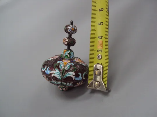 Фигура миниатюра статуэтка юла эмаль клуазоне с перегородками узор цветы клуазонне дзига №18642 З аукціону