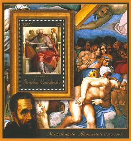 фото, ЦАР-Живопись-Микеланджело-2011. Чистый красивый Блок. MNH.