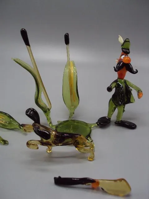 Купити Фигура стекло статуэтка охота охотник с ружьем в камышах с собакой ловят птицу №10777