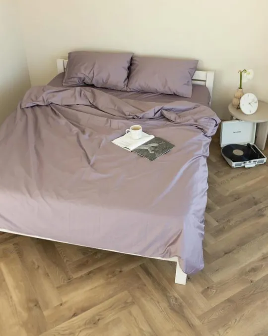 Постельное белье евро Dushka Home Сатин Люкс 20902 200х220 см бледно-лавандовое Продаж