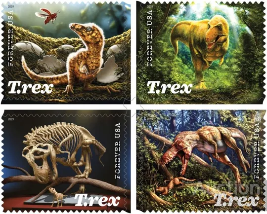Купити США - Динозавр-Тиранозавр-2019. Чистый полный красивый комплект-М/Лист-3-D...MNH.