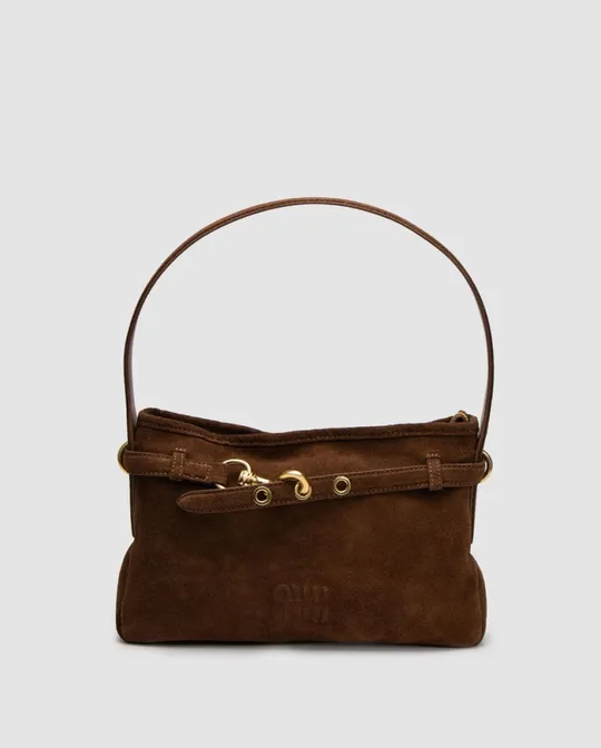 Сумка жіноча Miu Miu Aventure Nappa Leather Bag Brown Suede Ціна