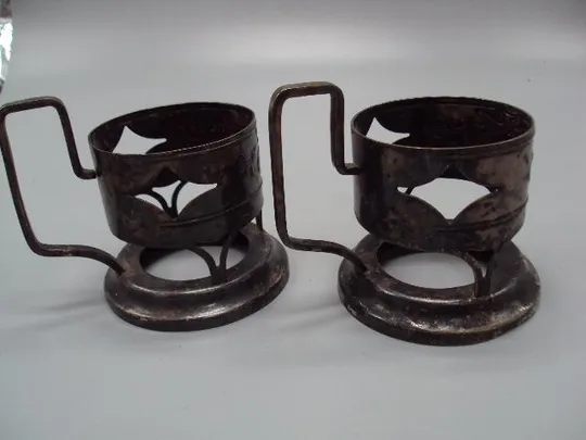 Подстаканники пара мнц Киев подстаканник высота 7,6 см, диаметр 6,9 см лот 2 шт №11768 Недорого