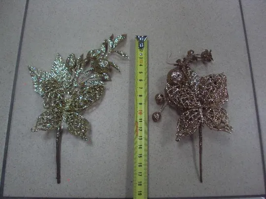 Елочные украшения бабочки на листьях цветочки лот 2 шт №9684 З аукціону