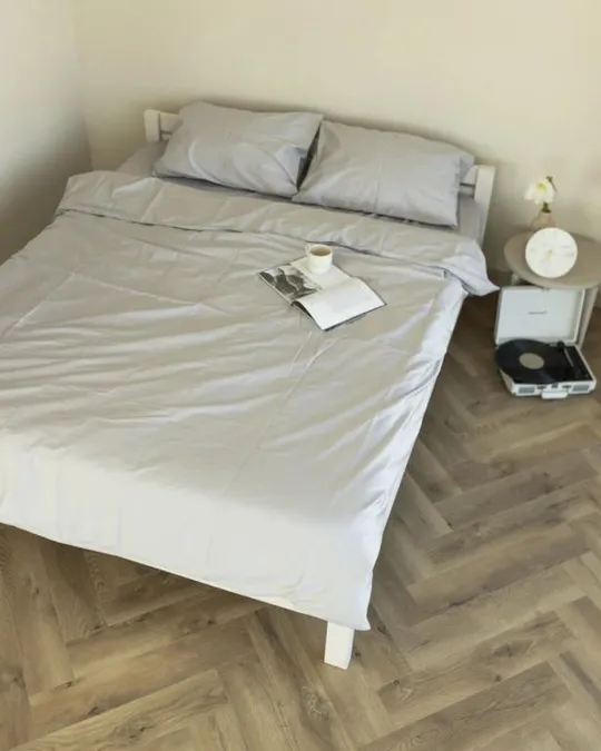 Постельное белье двуспальное Dushka Home Сатин Люкс 20933 180х215 см холодный белый Ціна