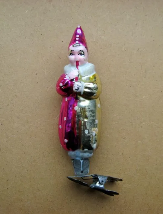 КЛОУН З ДУДОЧКОЮ - КЛОУН С ДУДОЧКОЙ = ЯЛИНКОВА ІГРАШКА - ЕЛОЧНАЯ ИГРУШКА = СРСР - СССР = прищіпка Ціна