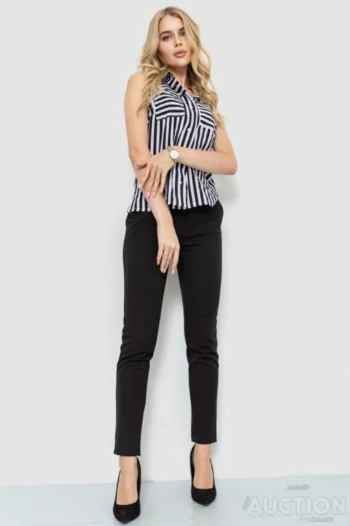 Купити Блуза без рукавов в полоску, цвет черно-белый, 102R068-1