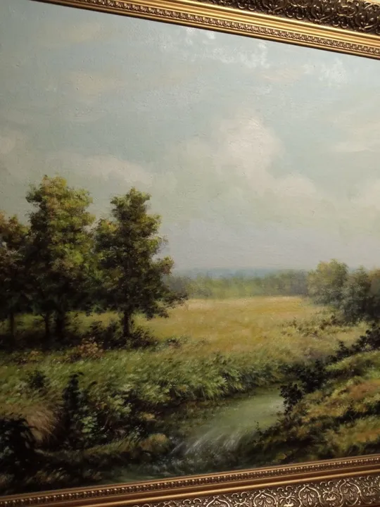 Картина пейзаж Летний день М. Кравець 1998 Струмок холст масло Ручей М. Кравец №193 Недорого