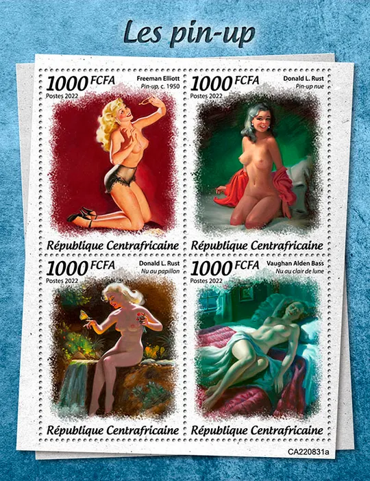 Купити ЦАР-Искусство-ПИН- АП-НЮ -Обнажённая Живопись-2022.Чистый полный красивый комплект.MNH.