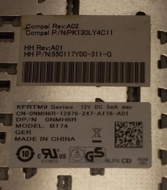 Клавіатура з ноутбука DELL Latitude E5420 CN-0NMH6R З аукціону