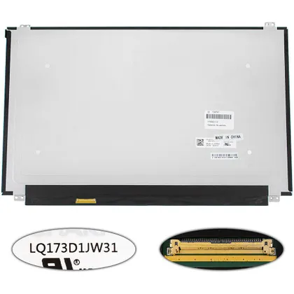 фото, Матриця 17.3 LQ173D1JW31 (3840*2160, 40pin(eDP, IPS, 100% RGB), LED, SLIM(вертикальні вушки), матова, роз'єм ліворуч знизу) для