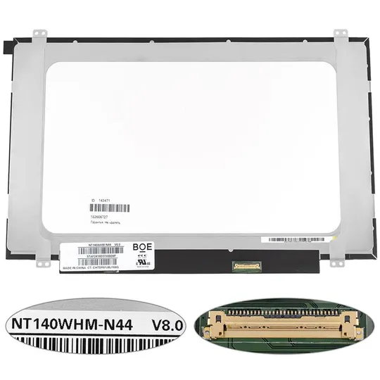 Матриця 14.0 NT140WHM-N44 (1366*768, 30pin(eDP), LED, SLIM (вертикальні вушки), матова, роз&#039;єм праворуч знизу) для ноутбука Ціна