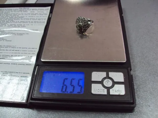 Кольцо женское ажурное сердечко серебро 925 проба ссср вес 6,55 г размер 17,5 (нет 3 камушка) №15004 Інтернет-аукціон