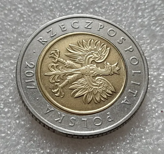 (8082 ря) 5 злотих 2017 Польща (злотий, злоті, злотый, Польша, Polska) невелике зміщення Продаж