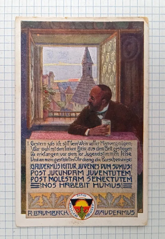 Поштова картка Пиво Gaudeamus igitur, DSchV, 1920-ті Австро-Угорщина tN06 Ціна