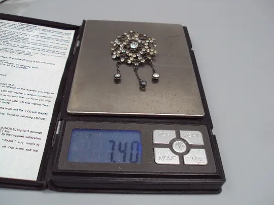 Брошка с висюльками брошь цветок цветочек серебро 875 проба ссср вес 7,4 г 6,4х3,9 см №15566 Інструкція