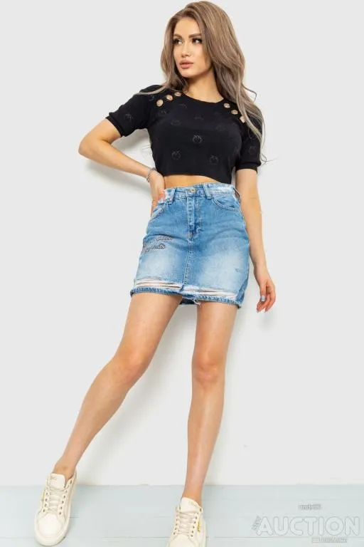 Купити Юбка джинсовая c потертостями, цвет голубой, 214R4226