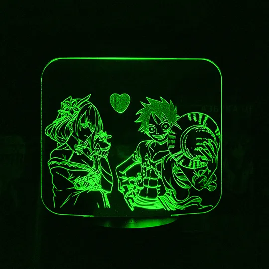 Акриловий світильник-нічник Д. Луффі та Райден зелений tty-n002033 Ціна