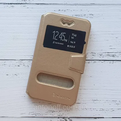 фото, Книжка універсальна Nillkin Slider / слайдер 5.3"-5.6" (15.8×8.9см) для телефона Gold