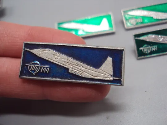 Знак аэрофлот авиация самолет Ту 144 зеленый и синий лот 4 шт №17226 Де купити
