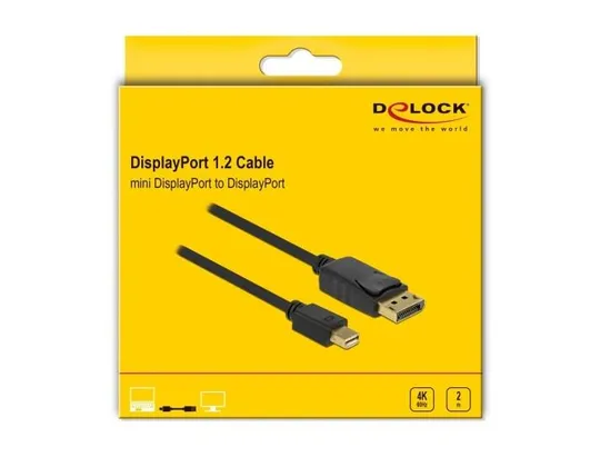 Кабель монітора-сигнальний DisplayPort-mini M/M  2.0m Delock (70.08.2438) v1.2 4K@60Hz 19p D=5.5mm З аукціону