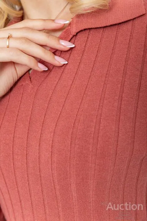 Кофта женская однотонная, цвет темно-коралловый, 204R018 Де купити