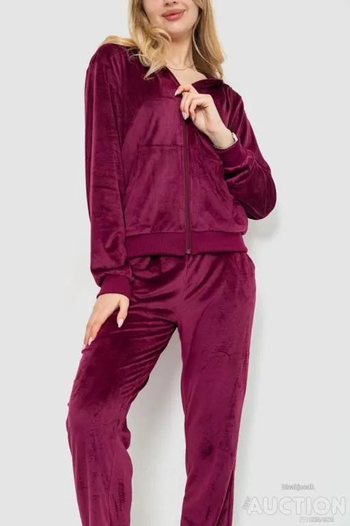 Купити Спорт костюм женский велюровый, цвет бордовый, 244R9110