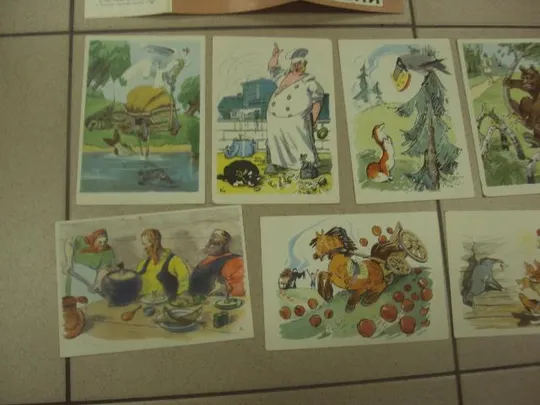 набор открыток басни крылова 1966 сидоров 9 шт №13267 Де купити