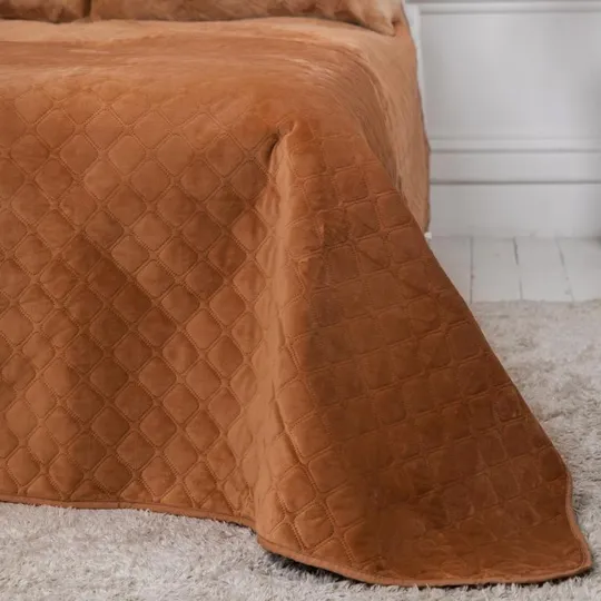 Покрывало двуспальное ТЕП Velour Ромб 4-00516-22388 180х240 см кофейное Продаж