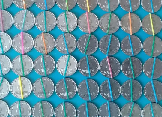 (1013) 5 копійок 1992 повороти (порушення соосності) - 168 монет одним лотом, опт (5 копеек 1992) Недорого